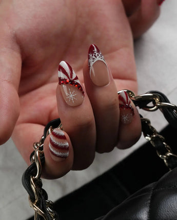 Broadway Rouge nails — Festive Red & White by Joyee Nails