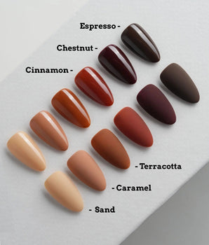 Brown Press On Nails – Handmade Nude to Chocolate – Matte or Glossy – 6 Shades Sand press on nails, handmade custom nails by Joyeenails