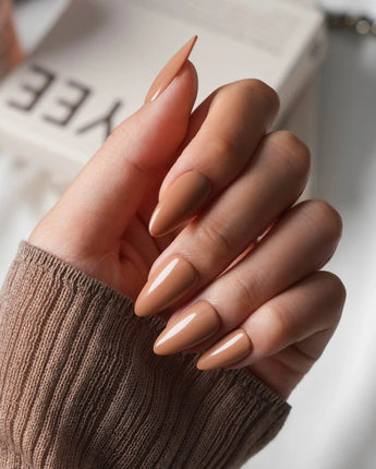 Brown Press On Nails – Handmade Nude to Chocolate – Matte or Glossy – 6 Shades Caramel press on nails, handmade custom nails by Joyeenails