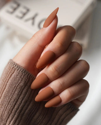 Brown Press On Nails – Handmade Nude to Chocolate – Matte or Glossy – 6 Shades Terracotta press on nails, handmade custom nails by Joyeenails