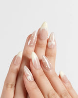 Butter Bow press-on nails — Creamy Soft Yellow, Lace