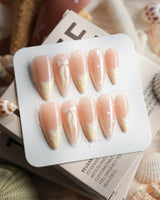 Butter Bow Medium Stiletto press on nails, handmade custom nails by Joyeenails