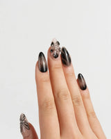 Butterfly Effect nails in medium almond — Neutral Nude & Black,