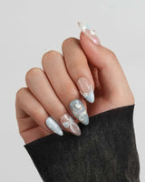 Call Duck Tutu medium short almond nails with 3D ducklings and pearl accents