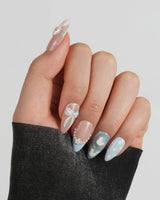 Call Duck Tutu short almond nail art with dewy blush base and baby duck details