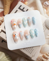 Call Duck Tutu short stiletto press-on nails with duckling charms and jelly shine