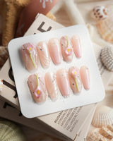 Calla Lily — Still Water Medium Coffin press on nails, handmade custom nails by Joyeenails
