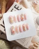 Calla Lily - Still Water Short Coffin press on nails, handmade custom nails by Joyeenails