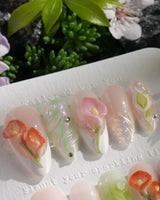 CallaLily-Dewy Vibe nails — Fresh Macarons, 3D Calla by Joyee Nails
