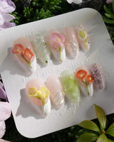 CallaLily-Dewy Vibe press-on nails — Fresh Macarons, 3D Calla