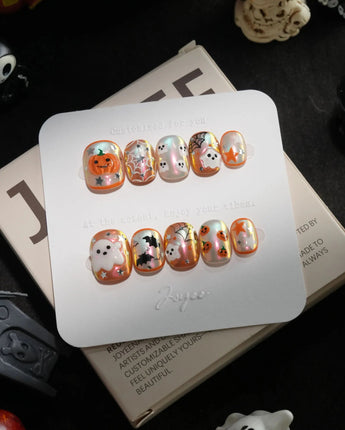 Candy Bucket handmade press-on nails in extra short squoval shape by Joyee Nails