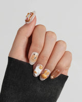 Caramel Miffy handmade character nails with tiny spoons and caramel dessert charms