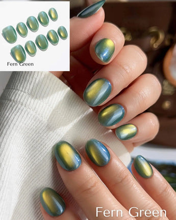 Cat eye glass nails - Pure Edition press-on nails — Glass Bead Cat-eye handmade nail art by Joyee Nails