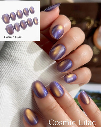 Cat eye glass nails - Pure Edition press-on nails — Glass Bead Cat-eye handmade nail art by Joyee Nails