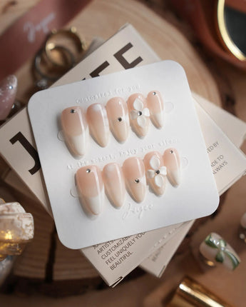 Ceramic press-on nails — Classic Nude Pink Ombré,