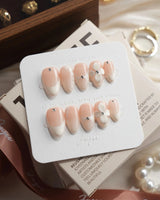 Ceramic Extra Short Almond press on nails, handmade custom nails by Joyeenails