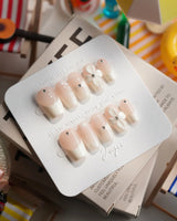 Ceramic Short Coffin press on nails, handmade custom nails by Joyeenails