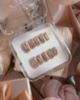 Champagne Check press-on nails — Champagne Nude Brown, Metallic