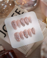 Starlight Rain press-on nails — Champagne Nude Pink &