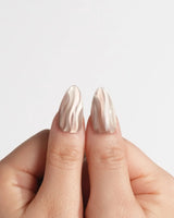 Champagne Ribbons nails in medium almond — Champagne Nude Gold, Silky