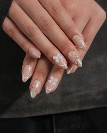 Champagne Veil — French Tip Press-On Nails