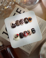 Chocolate Box extra short squoval press-on nails with realistic 3D chocolate dessert art