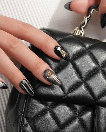 Christmas Eve nails — Obsidian Black & Shimmering by Joyee Nails