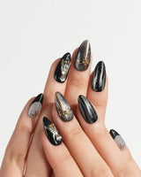 Christmas Eve press-on nails — Obsidian Black & Shimmering