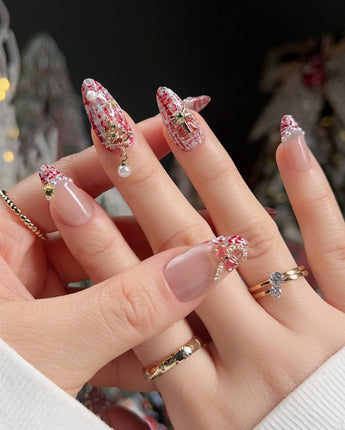 Christmas Nails - Candy Cane - Joyeenails - XM005 - XS / Medium Almond