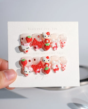Red Kitty Nails Berry Darling - Joyeenails - AN047 - 1 - XS / Short Square
