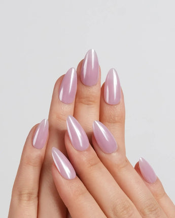 Chrome Nails - Barbie Pink press-on nails in short almond shape — Barbie Pink solid nails