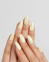 Chrome Nails - Butter Yellow nail art close-up showing Butter Yellow solid nails details
