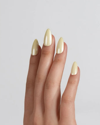 Chrome Nails - Butter Yellow handmade press-on nails featuring Butter Yellow solid nails