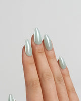 Chrome Nails - Mint Green press-on nails in short almond shape — Mint Green solid nails