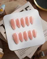 Chrome Nails Peachy PINK handmade press-on nails featuring blush pink glazed chrome