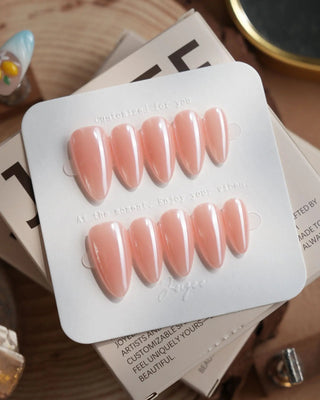 Chrome Nails Peachy PINK press-on nails by Joyee Nails