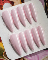 Chrome Nails - Soft Pink press-on nails in long stiletto shape — soft pink solid nails