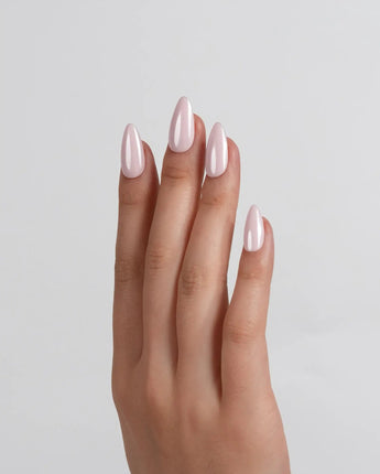 Chrome Nails - Soft Pink nail art close-up showing soft pink solid nails details