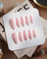 Chrome Nails - Soft Pink press-on nail set — soft pink solid nails design, hand-painted with real gel polish