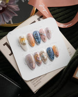 Cinderella Short Almond with multicolored elegant non-3d handmade press-on nails - image 3