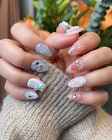 Cindy Miffy nail art close-up showing Jelly Dual-Tone, 3D Bunny & Bear. details