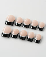 Classic Return - Ebony in extra short square shape with black and nude French tips