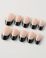 Classic Return - Ebony in short oval shape with black tips and minimalist white line detail