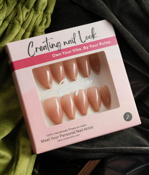 Clean Grace press-on nail set — gold french tip nails design, hand-painted with real gel polish
