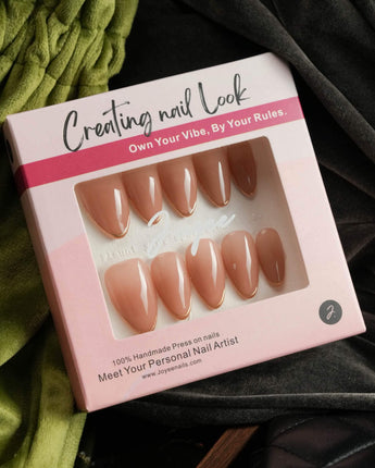 Clean Grace press-on nail set — gold french tip nails design, hand-painted with real gel polish