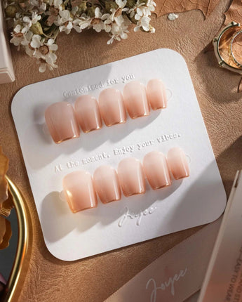Clean Grace press-on nails in extra short coffin shape — gold french tip nails