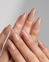 Clean Grace handmade press-on nails featuring gold french tip nails