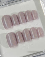 Clean Rainbow Cat-eye press-on nails in short square shape — pale pink cat eye nails
