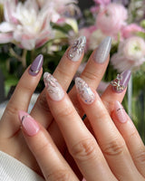 Clematis-Visionaria nails — Elegant Taro Purple, Hand-painted by Joyee Nails