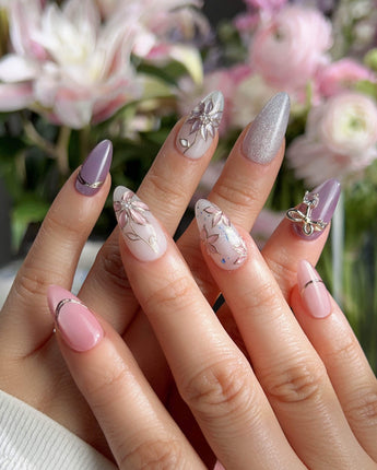 Clematis-Visionaria nails — Elegant Taro Purple, Hand-painted by Joyee Nails